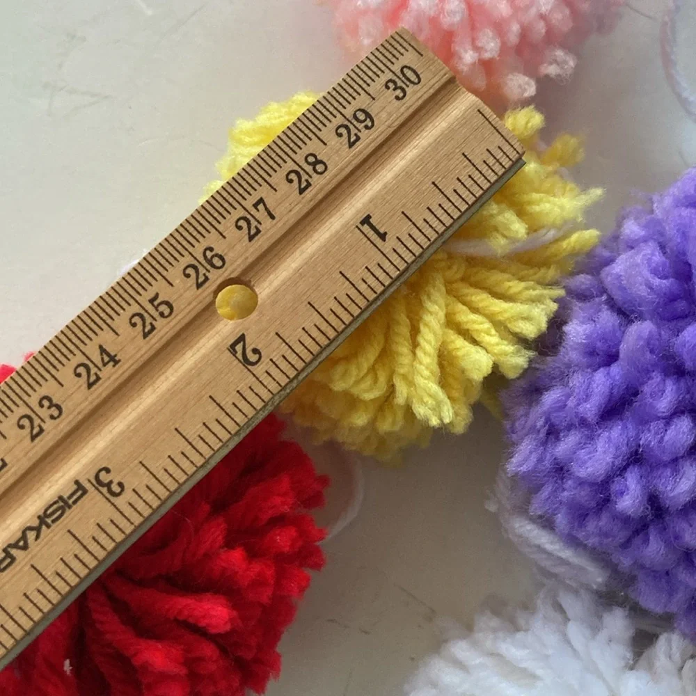 Handmade Pompom garland strands yarn balls Colorful decorations x4